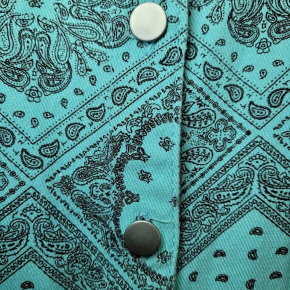 NWOT POL Vintage Paisley Twill Shirt Jacket Shacket in Mint Green - Picture 5 of 12